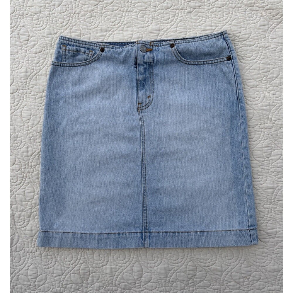 Vintage Y2K Levi’s USA Light Wash No Waist Denim Jean Low Rise Short Skirt Sz 7